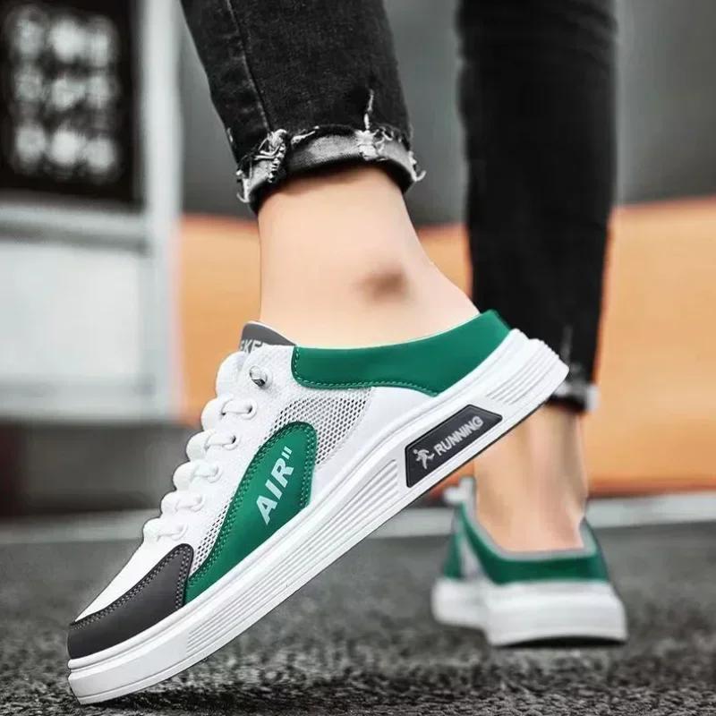 Slip-on Men Casual Fisherman Shoe Mesh Men Half Slipper Breathable Platform Sneakers Comfortable Outdoor Slippers Zapatos Hombre