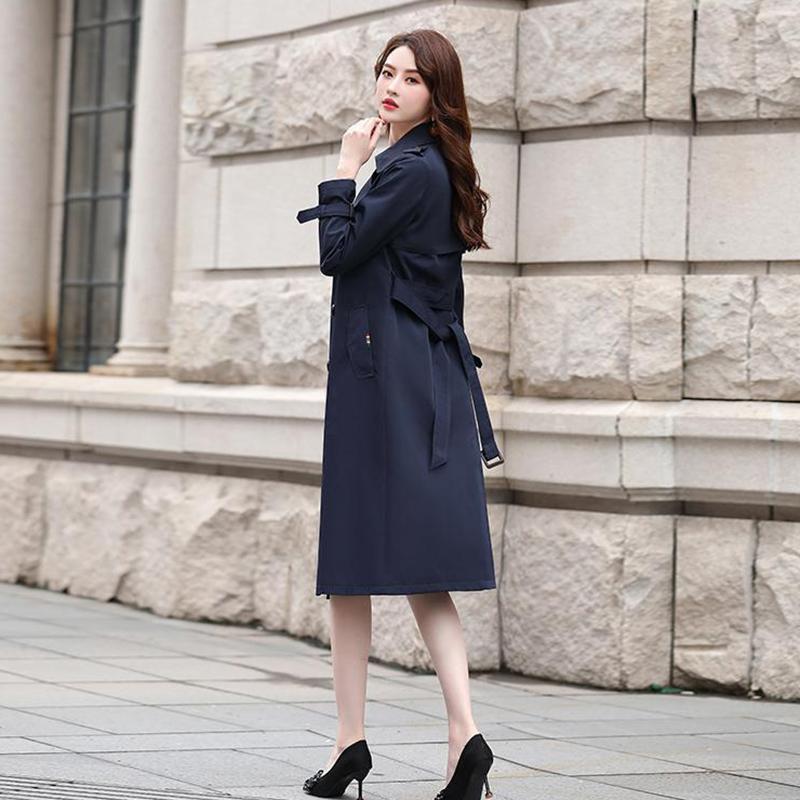 Gefütterter Windbreaker Damen Mittellange Jacke Temperament Seidig und fallend Mantel Britischer Stil Frühling und Herbst