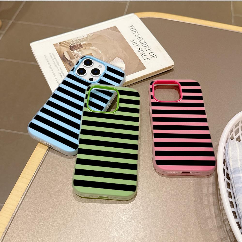 Matte Candy Color 2 in 1 Phone Case for Redmi Note A5 A3 15 14 14C 13 13C 12 12C 11 A1 10 9T 9A 9 Pro 4G 5G Fashion Black Lines