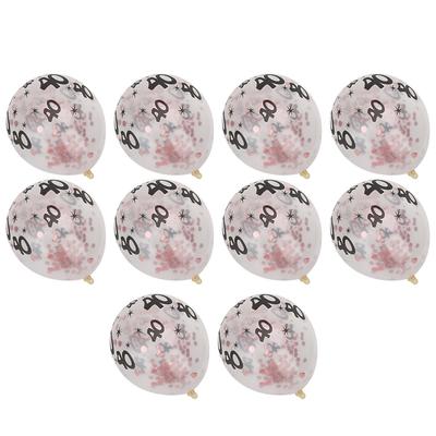 10Pcs Latex Transparent Balloon with Nnumber 40 Pattern for Birthday Party Wedding Anniversary Decoraterose Gold Sequin
