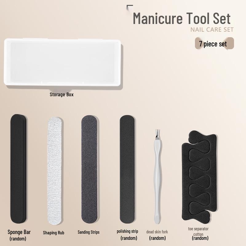 Nail Salon Manicure Set: Cuticle Scissors, Grinding File & Storage Box