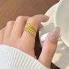 Adjustable Open Leaf Ring Natural Decorative Ring Nature Style Stainless Steel Inspired Jewelry for Women Girls