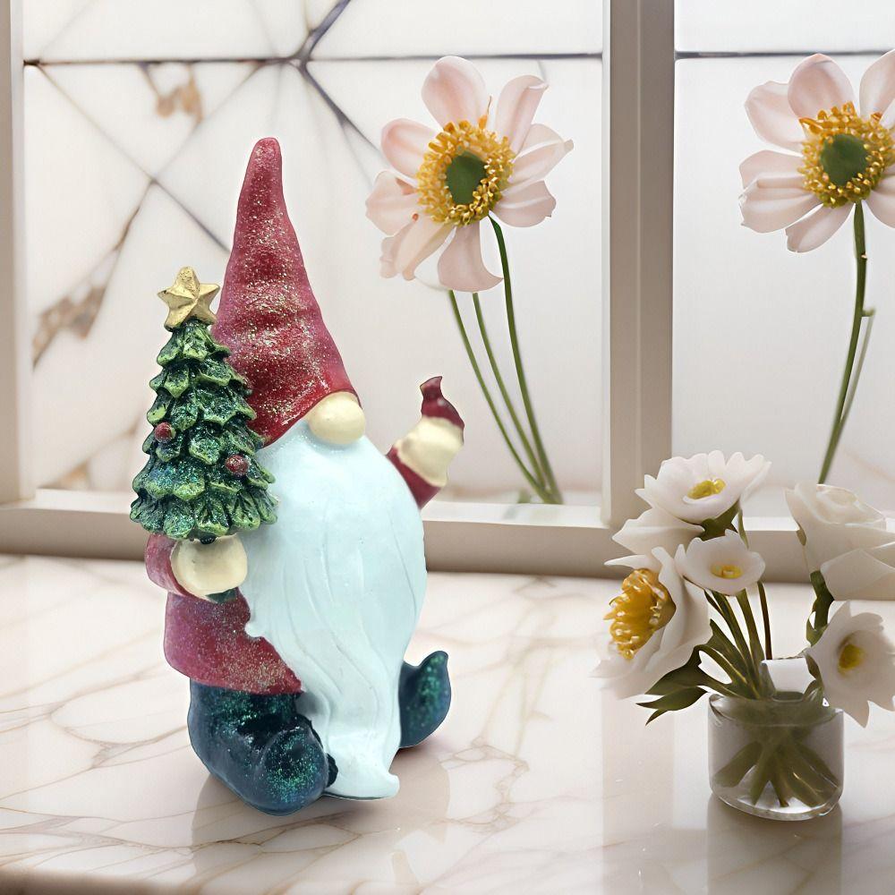 Cute Christmas Santa Claus Statue Resin Dwarfs Figurines Home Ornament Gnome Decor Sculptures Yard