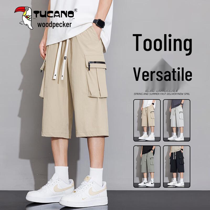 TUCANO Men s Ice Silk Breathable Cargo Capri Shorts L