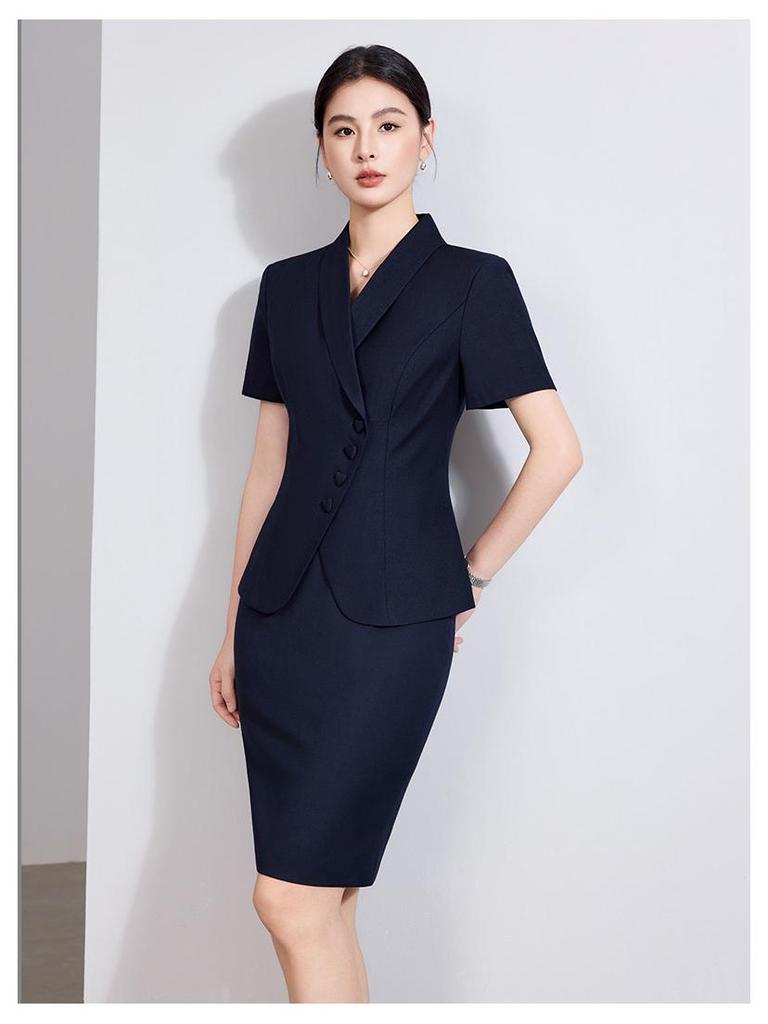 Elegant Women's Summer Suit: Professional Two-Piece Skirt Set for Salon Work