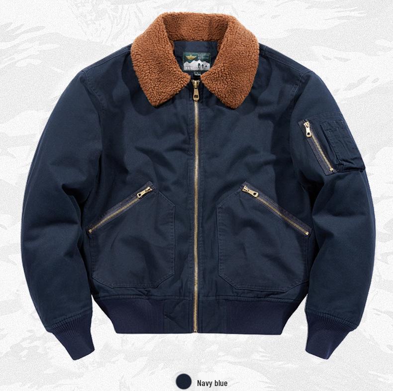 Herren Plus Samt Lammwollmantel: Lockere Fliegerjacke für Jugendliche, Baumwoll-Oberbekleidung für Herbst und Winter.