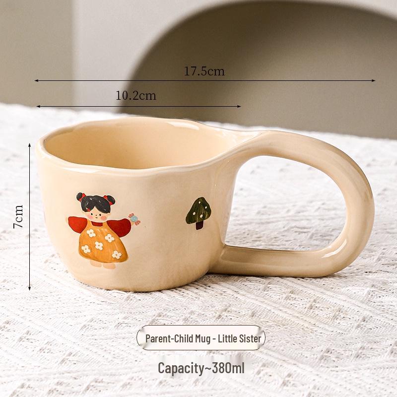 Ceramic Mug: Cute Couple & Family Breakfast Cup for Home or Office 301-400ml