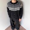 Fair Isle Rundhalsad Cardigan Tröja Unisex Stickad Jacquard Kappa Höst Vinter Ny Ankomst Lös Raglan Långärmad Topp