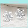 Snowflake Earrings For Women Silver Plated Zircon Gift For Christmas Party