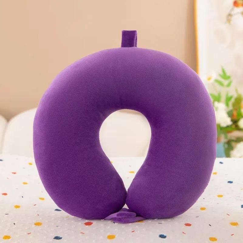 New in Minimalist Plush U-shaped Pillow Neck Airplane Pillow Traveling Car Home Office Neck Flight Pillow Snap Strap Soft Cover