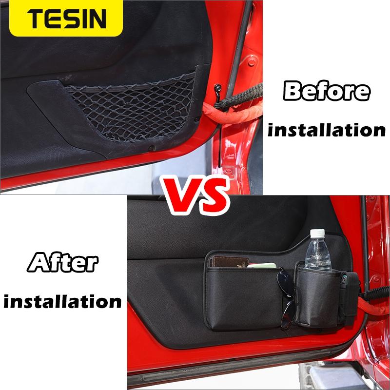TESIN Organizator de sac de depozitare pentru ușa din față a mașinii pentru Jeep Wrangler TJ JK JL JT pentru Suzuki Jimny pentru interiorul Jeep Renegade