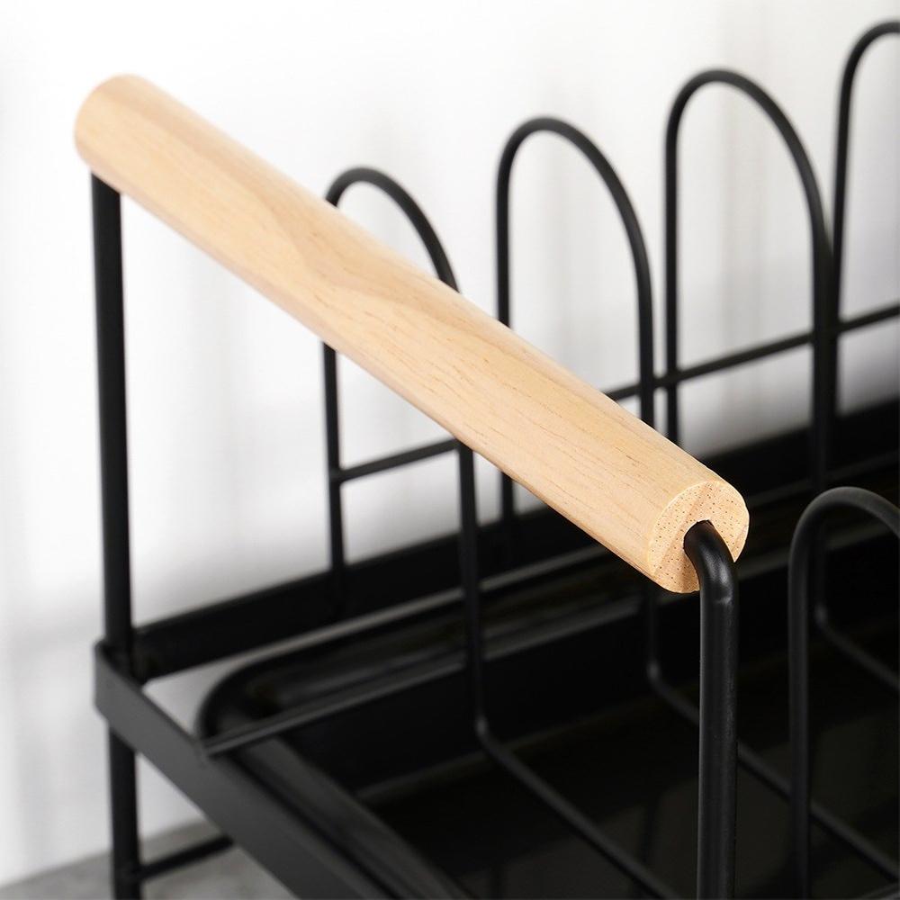 Dish Drainer Plate Stand Lids Metal Black