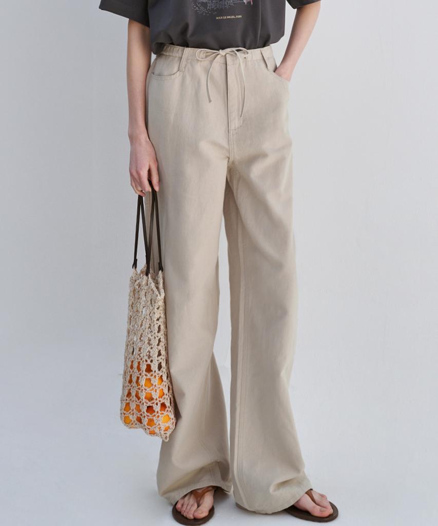 MALOUPE 9160 Linen Wide Pants (Beige)