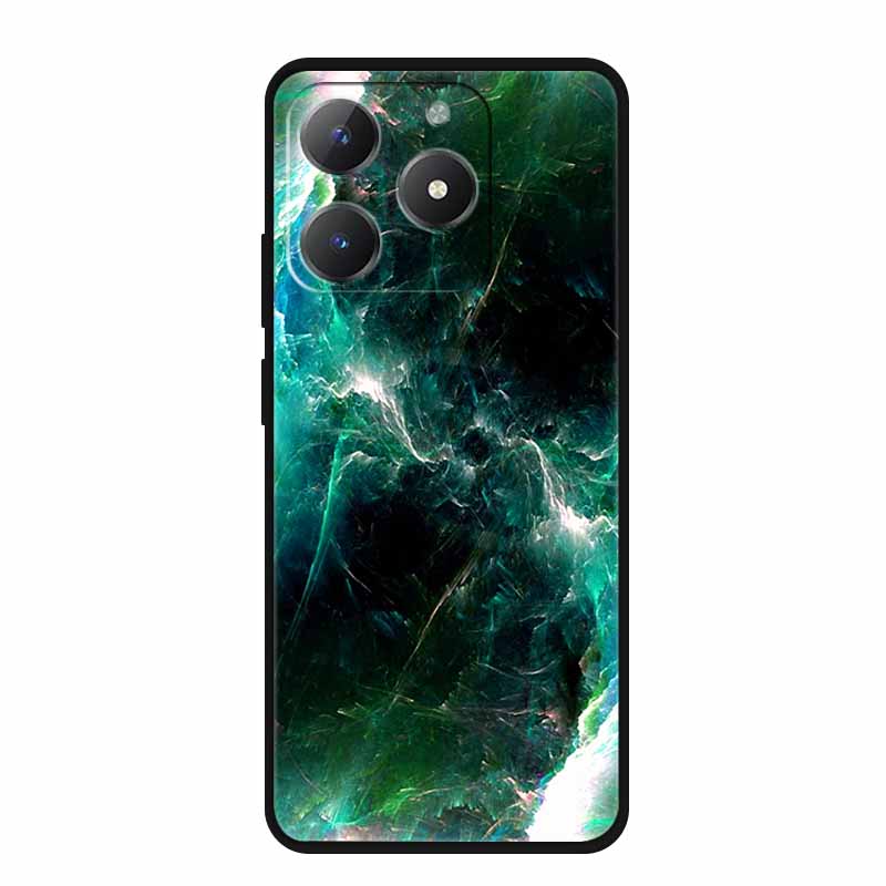 For Realme Narzo N61 Phone Case N 61 Coque Flowers Black Silicone Soft Back Cover For Realme Note 60 Case Note60 Funda Bags Capa