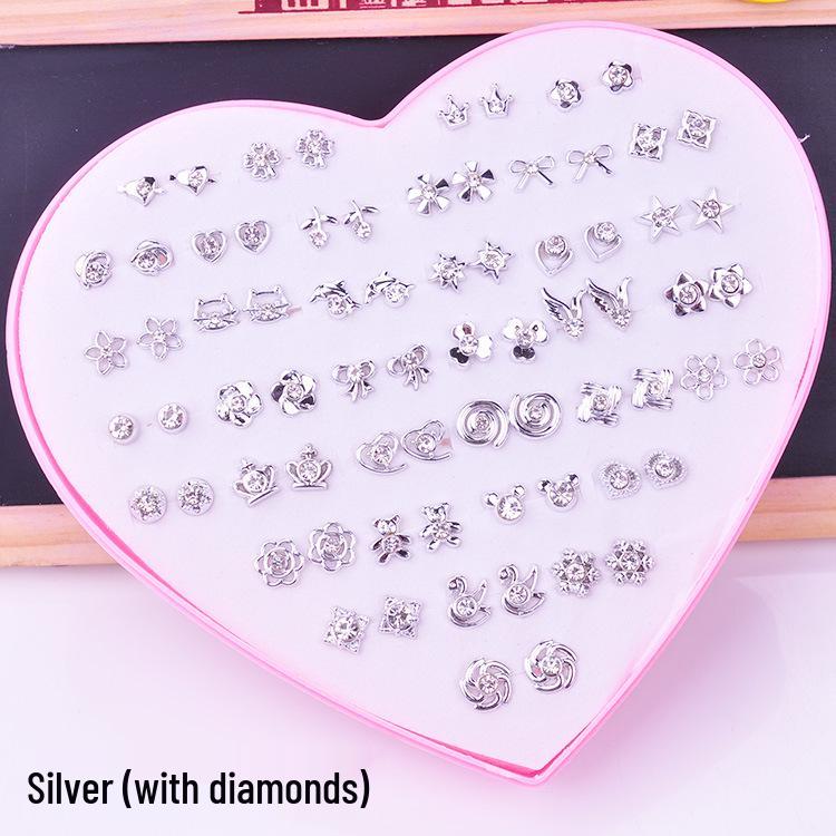 Women's Heart Stud Earrings Set in Acrylic Resin - Boxed Jewelry Accessory