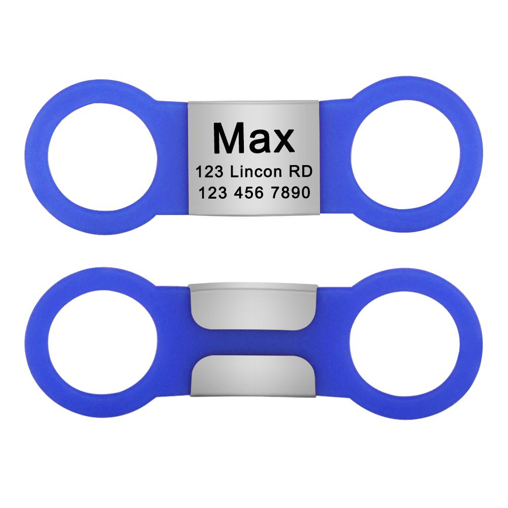Nameplate Engraved Id Tag Dog Cat Collar Stainless Personalized Silicone Customize Anti-lost Accessory