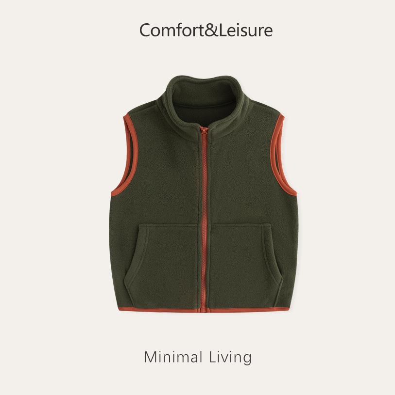Class A Fleece Kids' Sleeveless Vest for Boys & Girls - Thickened Plus Velvet