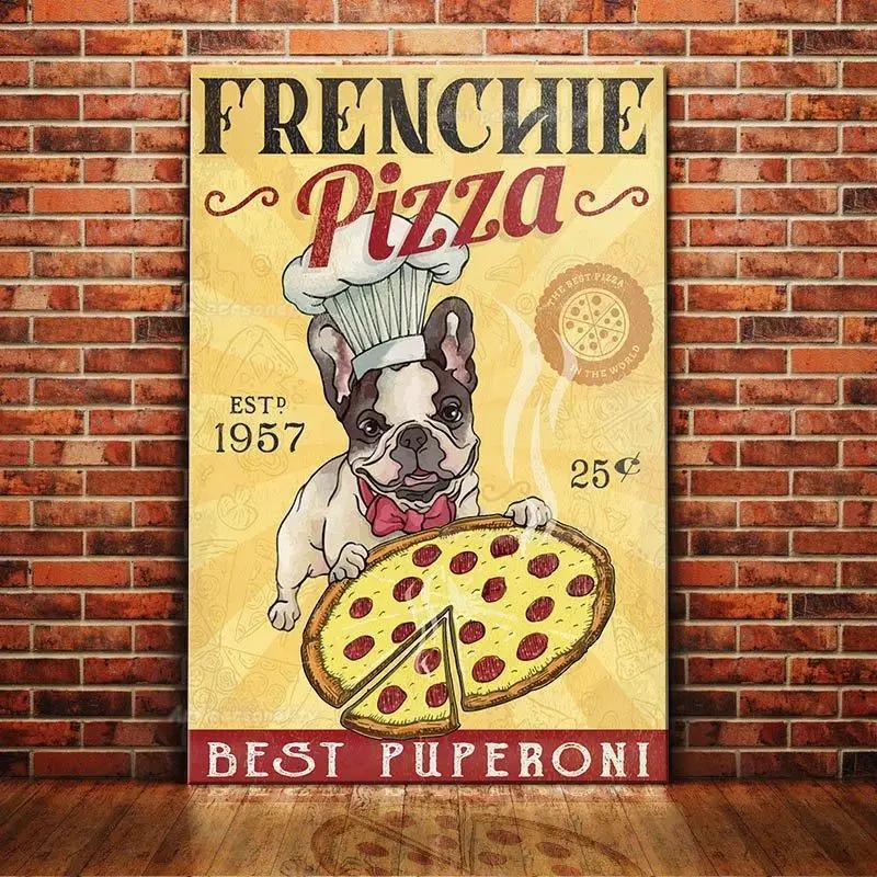 French Bulldog Coffee Club Dogs Metal Sign Funny Fries Tin Poster Home Decor Bar Wall Art Painting Dog Lover Poster xinch