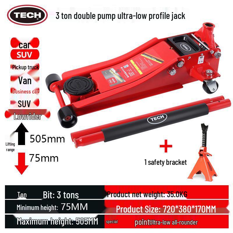 3-Ton Ultra-Low Profile Hydraulic Jack for Auto Repair and Tire Changes