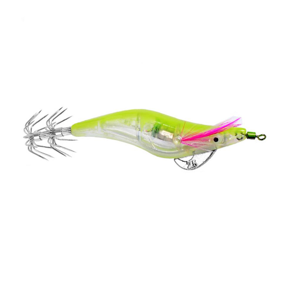 

1Pc LED Electronic Shrimp Lure with Glow Tail & Jig Head Squid Hook for Night Bass Fishing Deep Water Hard Bait Slow Sinking 260319 жёлтый