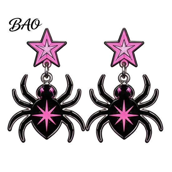 Cool Girl Fashion Jewelry 1 Pair Halloween Theme Acrylic Earrings for Women, Gothic Pink Spider Daily Casual Dangle Drop Earrings, Spooky Holiday