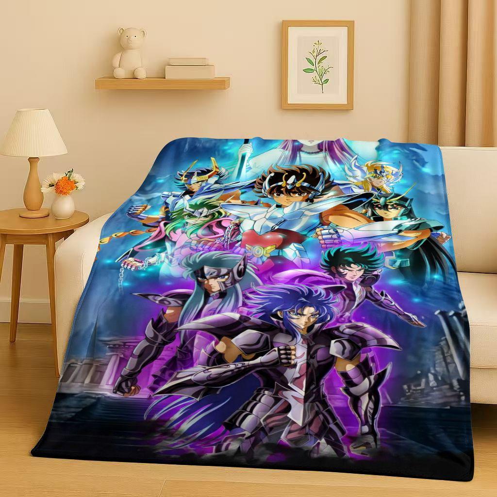 Classic Saint Seiya Shiryu Athena Cartoon Flannel Blanket,Ultra Soft Warm Plush Throw for Home Bedroom Bed Sofa Cover Travel Kid