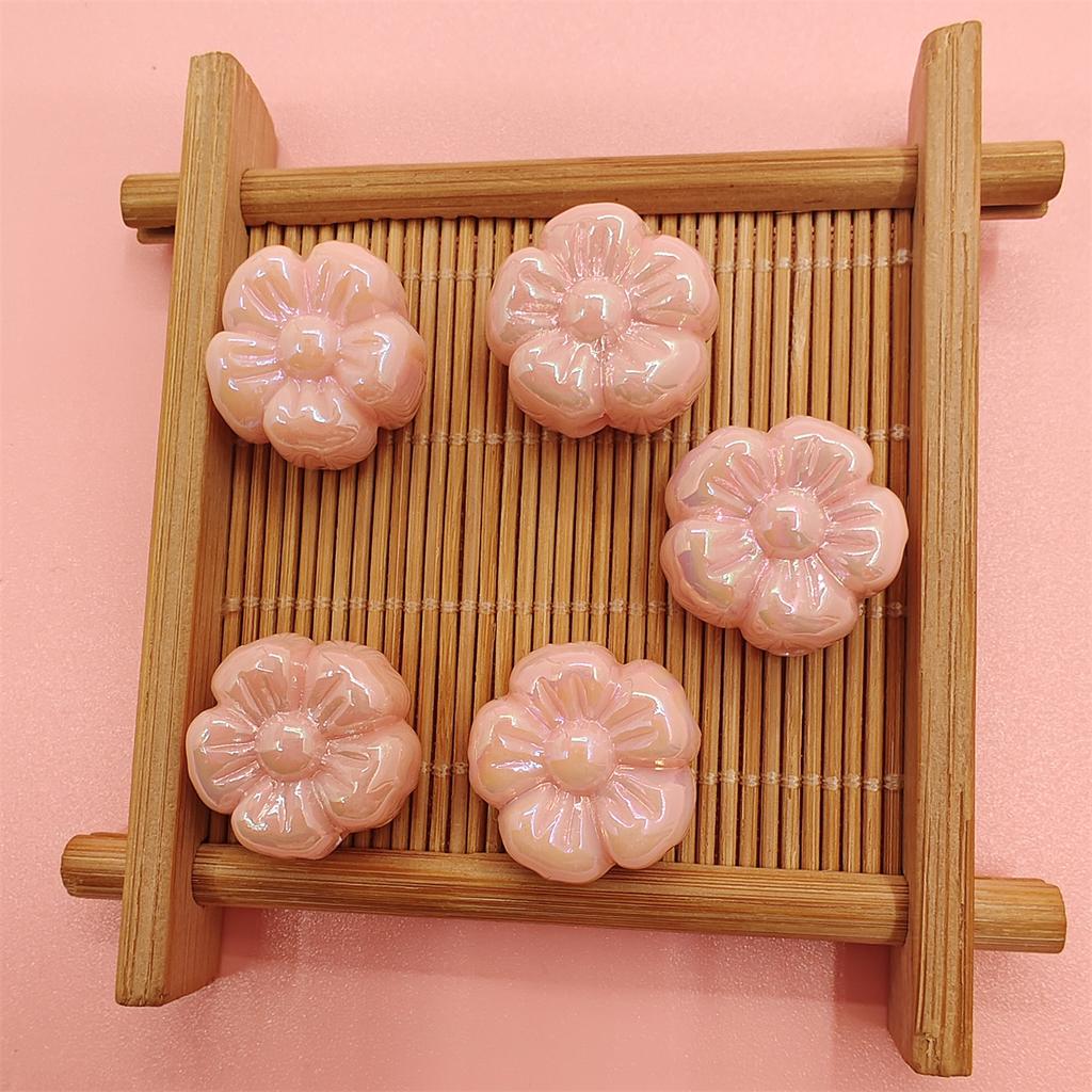 10Pcs Acrylic DIY Jewelry Accessories Loose Beads UV Color Plating For Bracelet Earring Making Plum Blossom 19.5mm Beaded Materials Jewelry