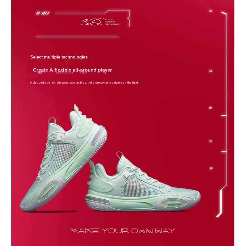 Li Ning All City 11 Youth Version Non-Slip Wear-Resistant Breathable Low-Top Basketball Shoes Kids sneakers Soft-Water-Blue ABPT005-4