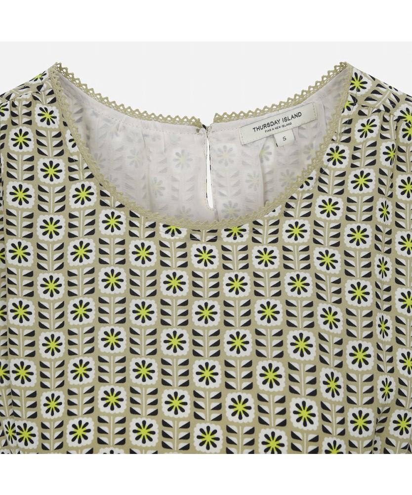 THURSDAY ISLAND Flower Pattern Frilled Sleeve Dress_T254Mop265W