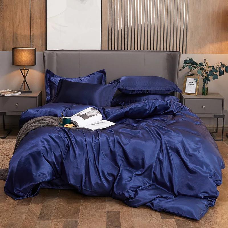 

Solid Color Silk-like Bedding European and American Bed Sheet Quilt Cover Pillowcase 180x220cm1pcs