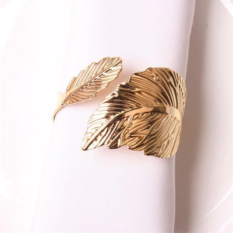 Retaining Cookie Napkin Circle Napkin Ring Serviette Golden Leaves