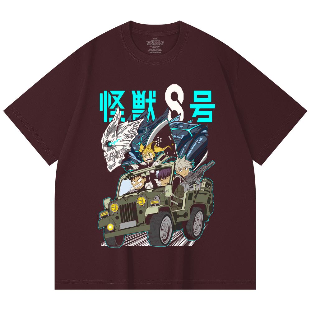 

230 Gsm 100% Cotton Kaiju No 8 V18 Print Unisex Heavy Cotton T Shirt 2XL вина червоного кольору
