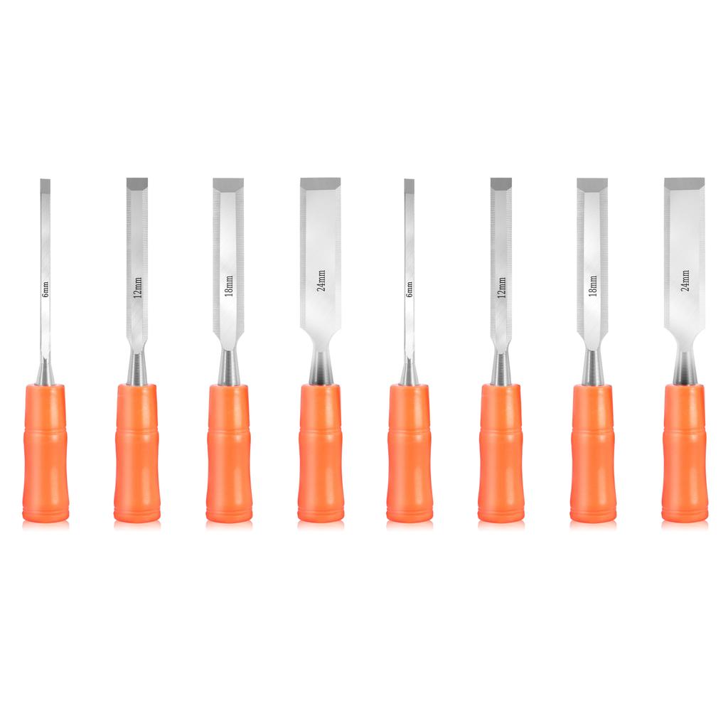 4pcs carbon steel woodworking chisel tools with beveled blades 6/12/18/24mm sturdy woodworking chisel hand tools