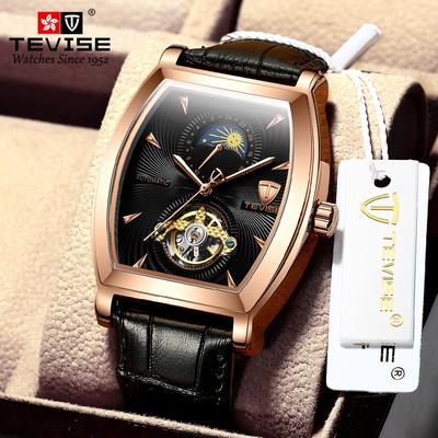 Orologio in pelle TEVISE Nuovo orologio alla moda STAR Orologio da uomo a botte di vino