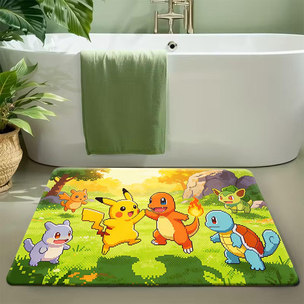 Pokemon Mimikyu Sewing Doll Print Non-slip Doormat, Soft Absorbent Floor Rug for Home Decor 40x60cm