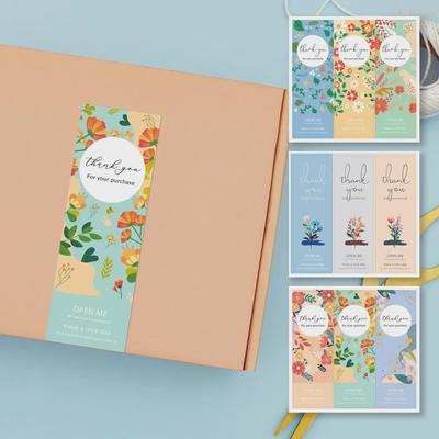 Floral Rectangular Thank You Stickers for Gift Boxes and Decorations