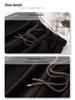 Autumn/Winter 2025 Coffee Wool Loose Wide-Leg Women's Curved Leg Pants