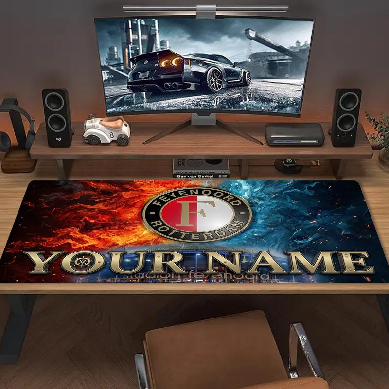 Tappetino per Mouse Personalizzato Feyenoord Grande Cuscino per Tavolo da Gioco Antiscivolo Laptop Tablet Mousepad Grande Tappetino XXL Mini PC Playmat Con Bordo Lock_XIA