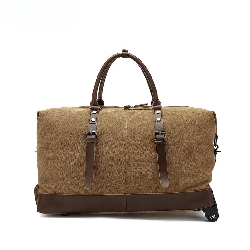 Pull Rod Travel Bag Men's Roof Duffel Bag Yoga Gym Bag Long and Short Travel Moving Canvas