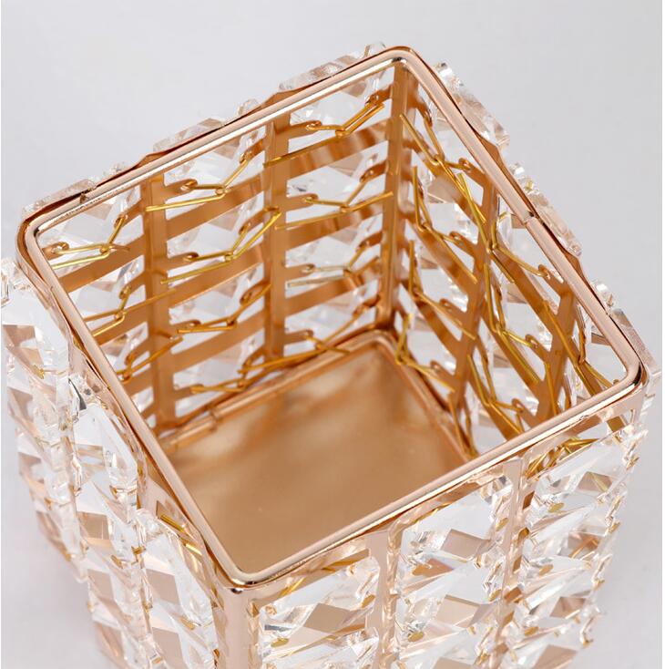 Metal Crystal Square Machiaj Organizator Cutie Perie Sorare Tub de depozitare Sortare Bijuterii Ornamente decorative de birou