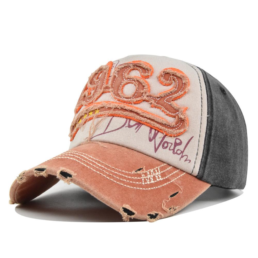 Three-dimensional 1962 embroidered baseball cap patch washed and distressed stereo embroidered duck tongue ancient sun hat cotton