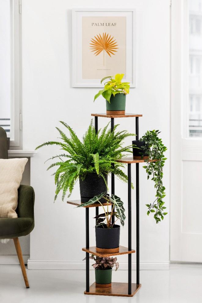 PALACE metal standing flower stand - black stand for 5 flowerpots