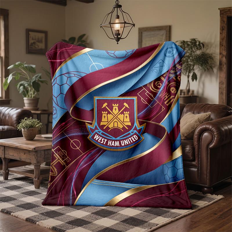 West Ham United Football Print Flannel Blanket Soft Warm Sofa Bed Throw Blanket For Home Office Bedroom