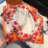 70x70cm Lightweight Cotton Silk Square Scarf With Boho Floral Print Breathable Neck Wrap Women