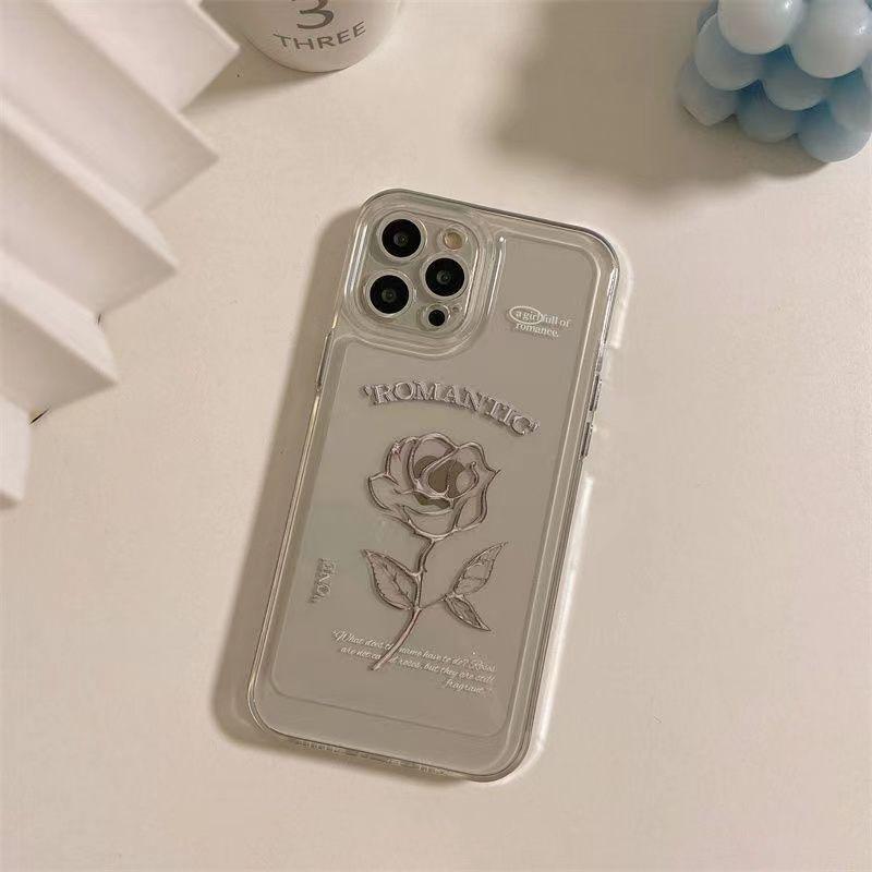 Premium Rose is suitable for iPhone 14 Pro Max, new 15 Plus space case, 13/12 transparent phone case, 11 pieces