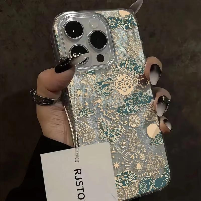 Fashion Retro The Sun Moon Starry Sky Phone Case For iPhone 17 16 15 14 13 12 11 Pro Max 17 Air XR XS 16E INS ShakeProof Cover