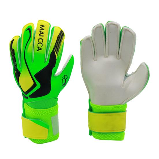 1 Paar Torwarthandschuhe, verdickt, verschleißfest, rutschfest, starke Griffe, Handflächen, fünf Finger, farblich passende Doppelschichten, Handgelenkschutz, Fußball