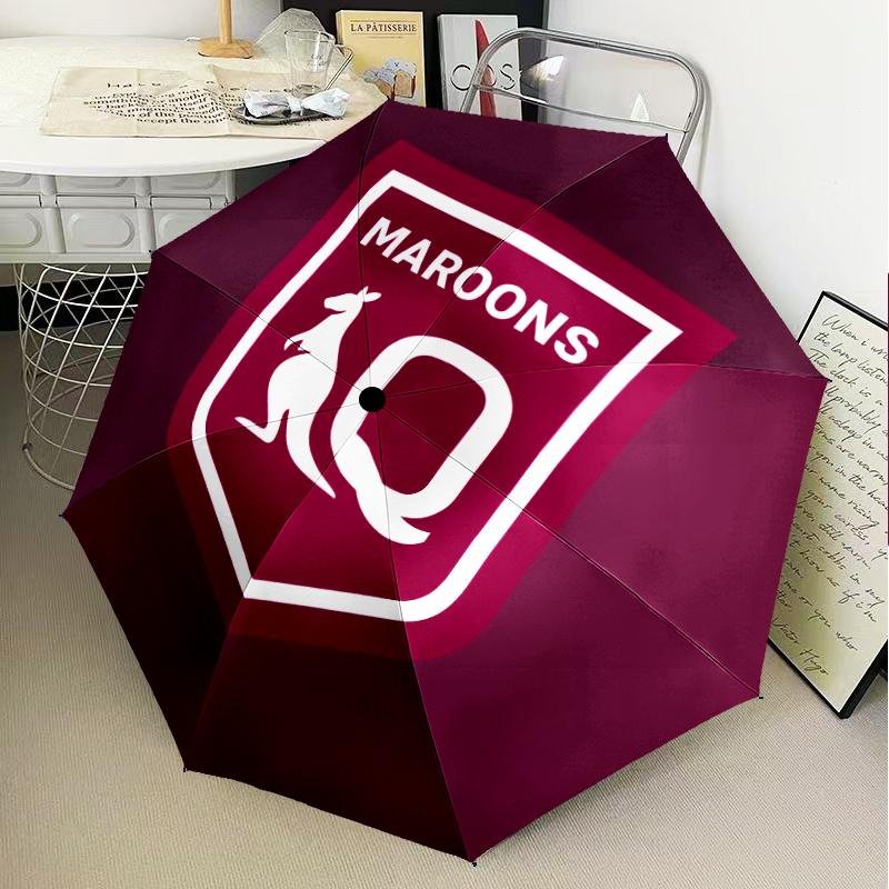 Australia Maroons Rugby Team Emblem Umbrella Folding umbrella, automatic umbrella 8-Frame for Travel, camping Use Gift for Halloween Christmas