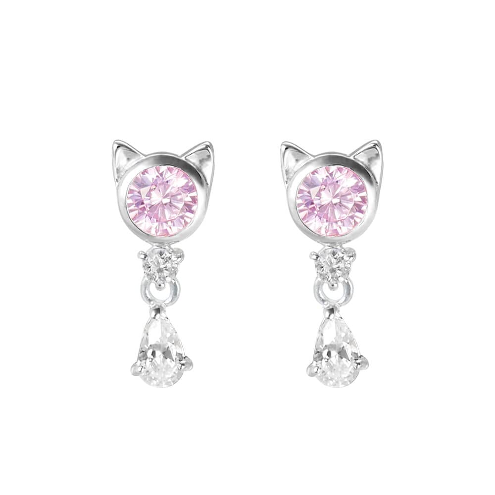 

Сережки з каменем народження для жінок Популярні сережки з котячою мордочкою Срібні [MIE3130PCZ] (квітневий алмаз)