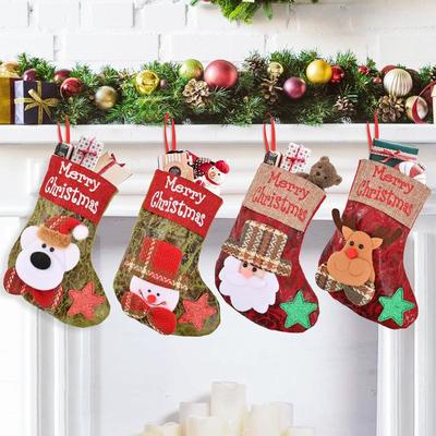4 Adet Noel Çorabı Süsleme Noel Asılı Çorap Seti Noel Ağacı Süsleme Eşyaları İçin Uygun Xmas Ev Süsü Duvar Dekorasyonu